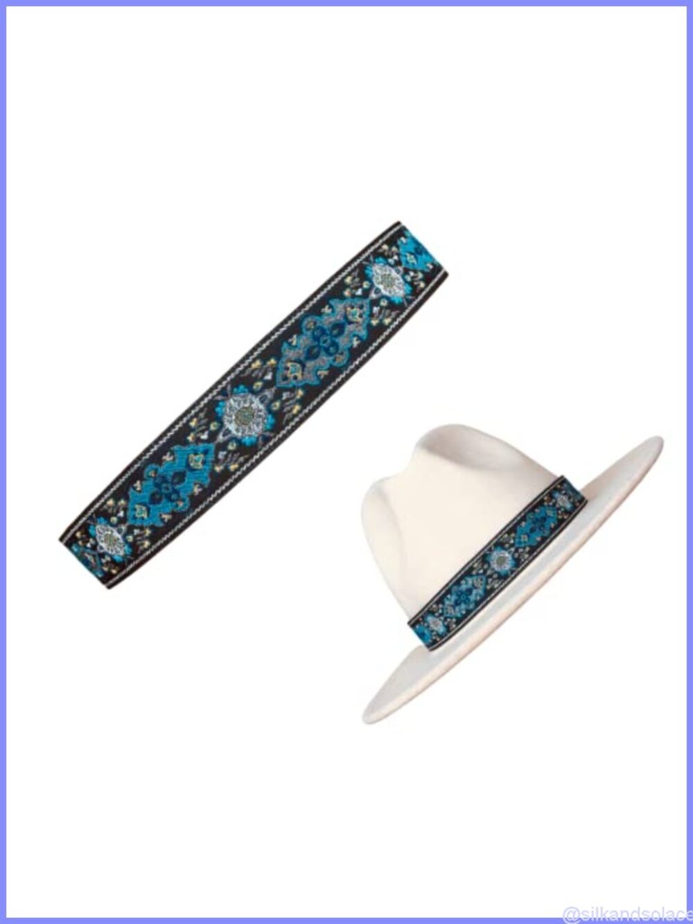 Handmade Jacquard Ribbon Hat Band Adjustable Western Fedora Cowboy Hatband